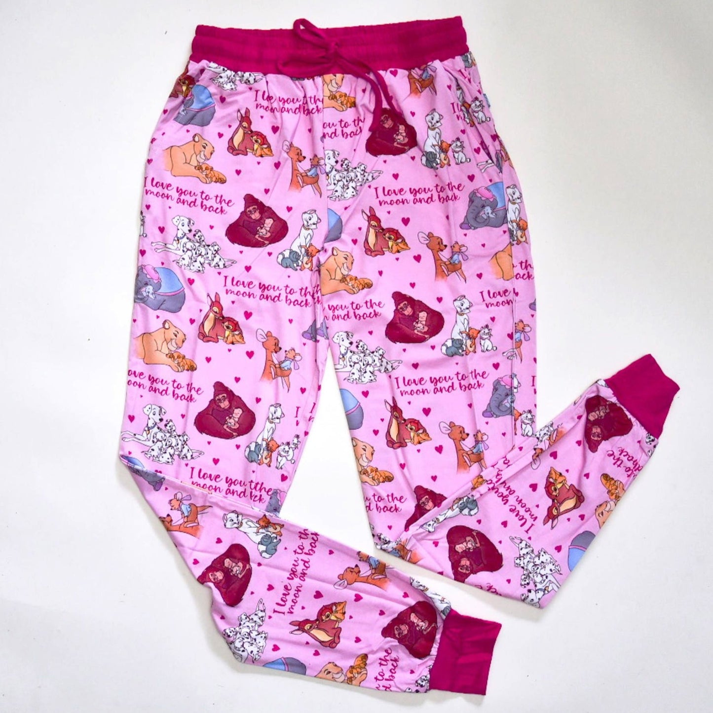 Pink Love You To The Moon Women's Bamboo PJ Joggers